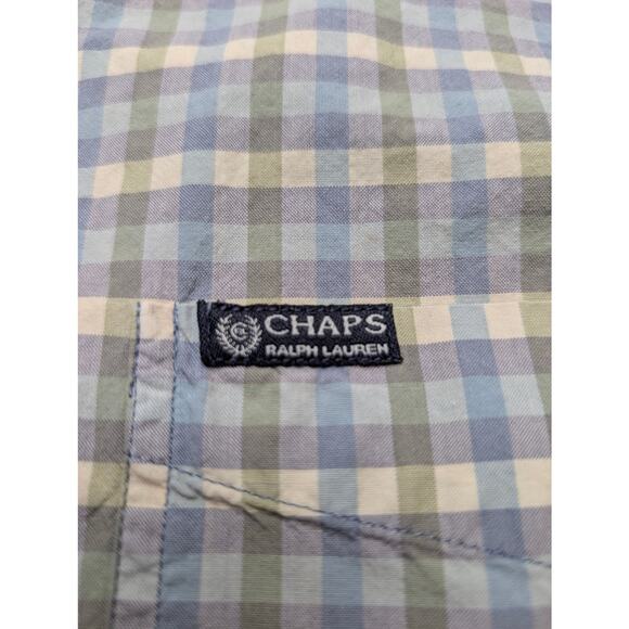 Chaps Ralph Lauren Vintage Mens Short Sleeve Button Down Shirt - Large Plaid - Picture 3 of 8